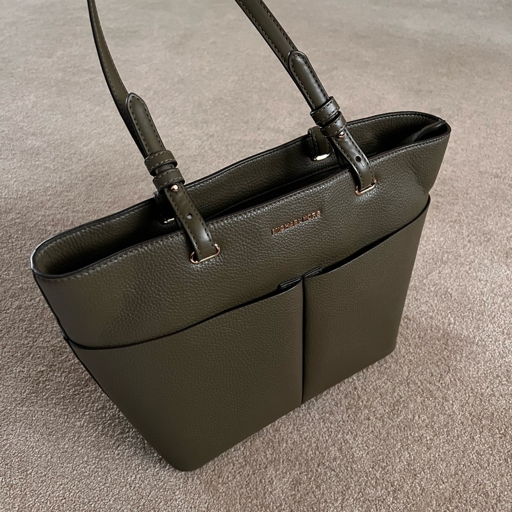 Michael Kors Olive Green Tote Bag with some wear